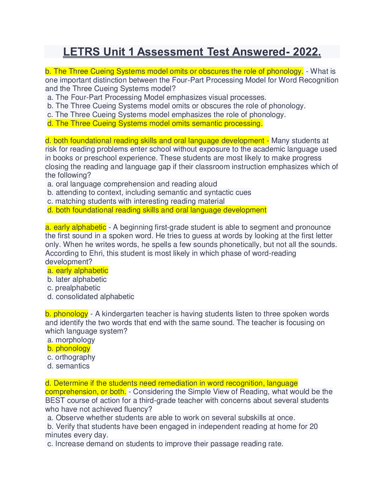Preview image for LETRS All Units 1-8 Compiled| Every Unit's Sessions| LETRS Complete Test Version Assessment. Background, Depth of Knowledge, Language Tools and Literacy skills